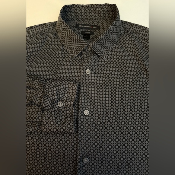 JOHN VARVATOS USA LUXE Shirt Mens L Button Up Casual Office Preppy Geometric - Picture 1 of 12